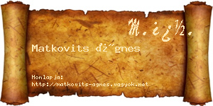 Matkovits Ágnes névjegykártya